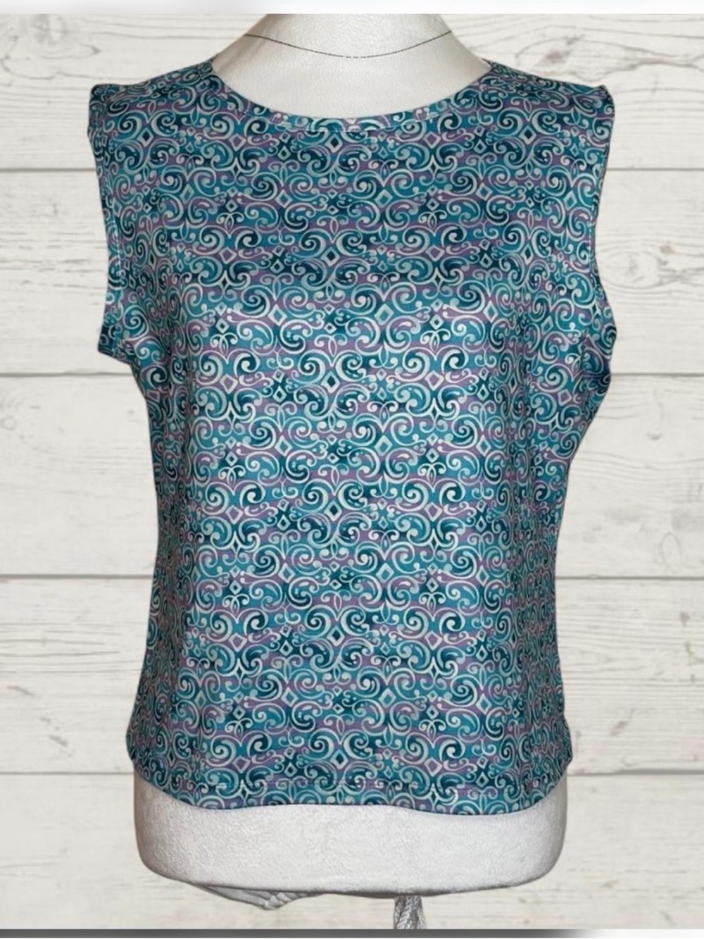 L.L. Bean Teal and Purple Swirl Sleeveless Tank